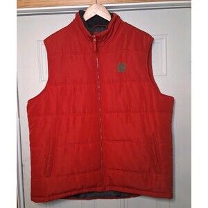 Field & Stream Puffer Vest Men's XL Red Quilted Insulated Full Zip Sherpa Collar